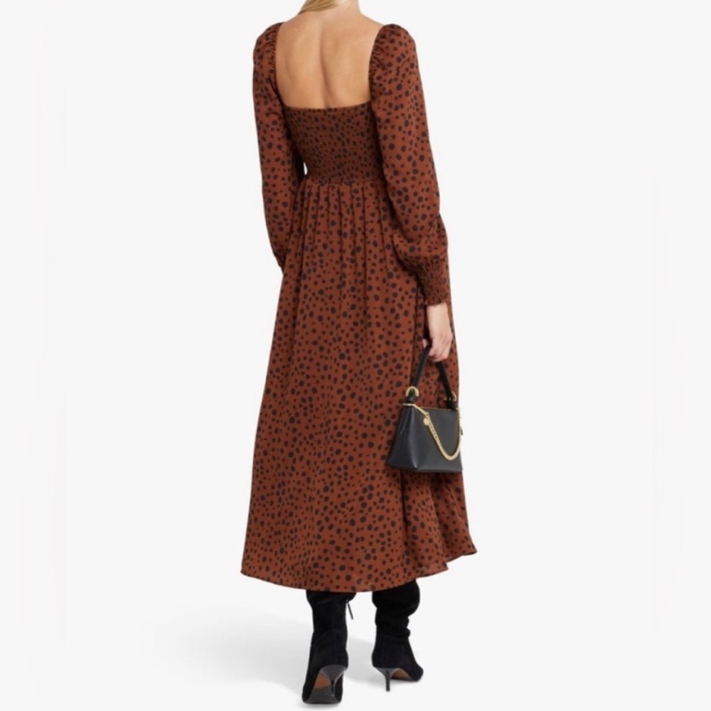 O.P.T. Classic Smocked Maxi Dress in Leopard Print Size Medium Boho Gently Used - Picture 2 of 6